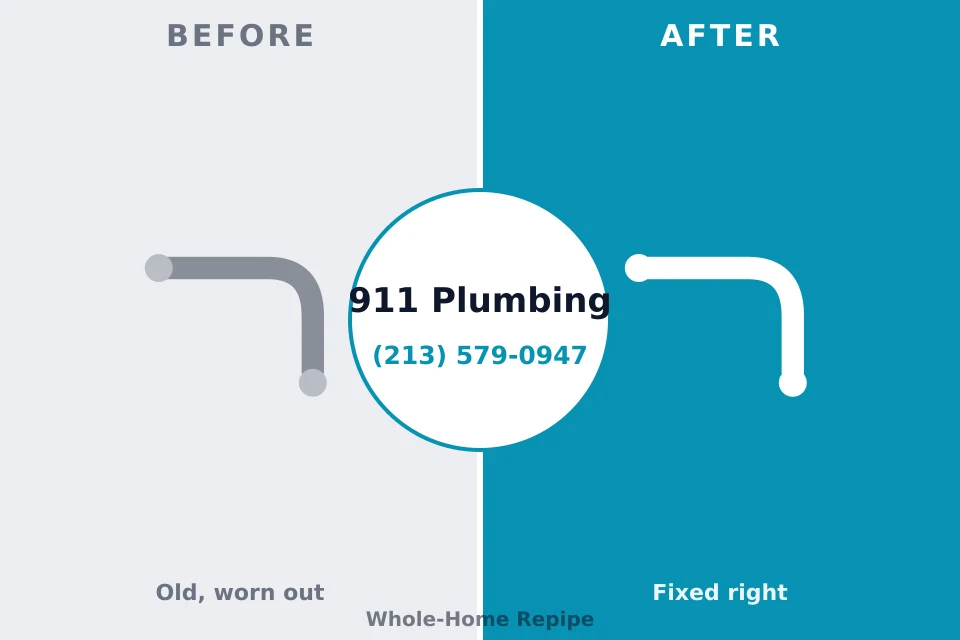 Before and after: plumbing repair Sun City, AZ